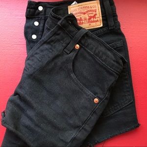 Levi 501 black denim shorts